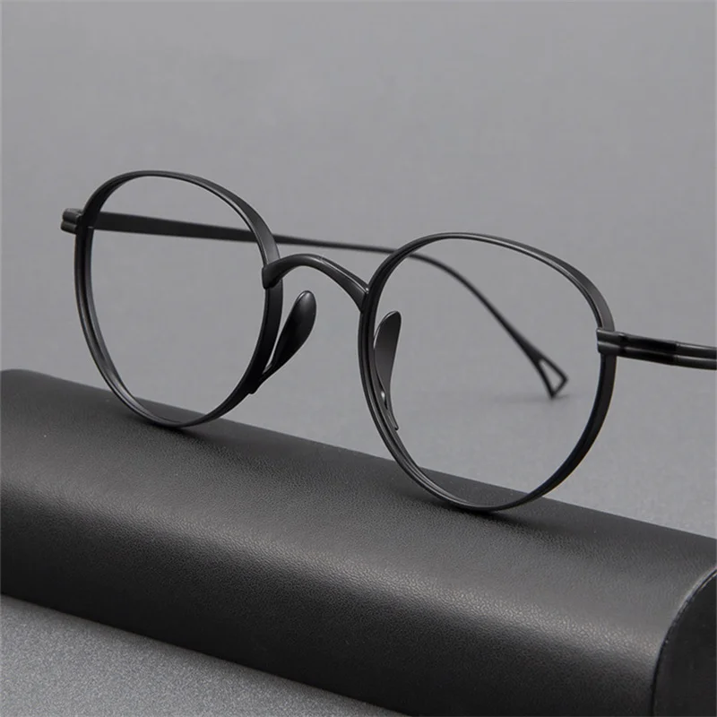 Japanese Handmade Titanium Ultralight Glasses Frame KMN113 Retro Oval Round Men Women High Quality Design Eyeglasses Spectacles