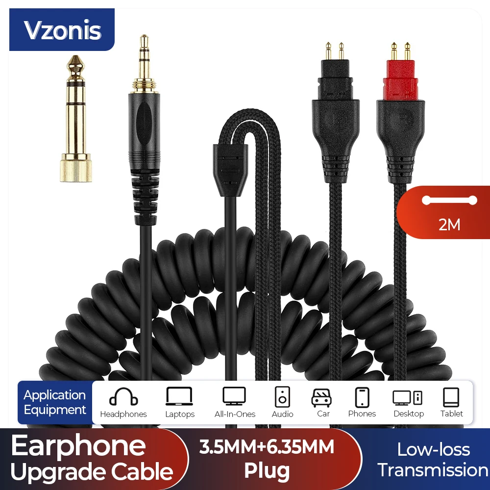 Merk 6.35 3.5 MM jack Hoofdtelefoon Adapter Vervanging Kabel voor Sennheiser HD580 HD600 HD650 HD660S Lente Oortelefoon Audio Kabel