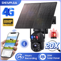 SHIWOJIA 20X ZOOM 8MP 4G Solar Security Camera with 20W Solar Panel 20000mAh Battery Outdoor WIFI Solar Powered Surveillance Cam