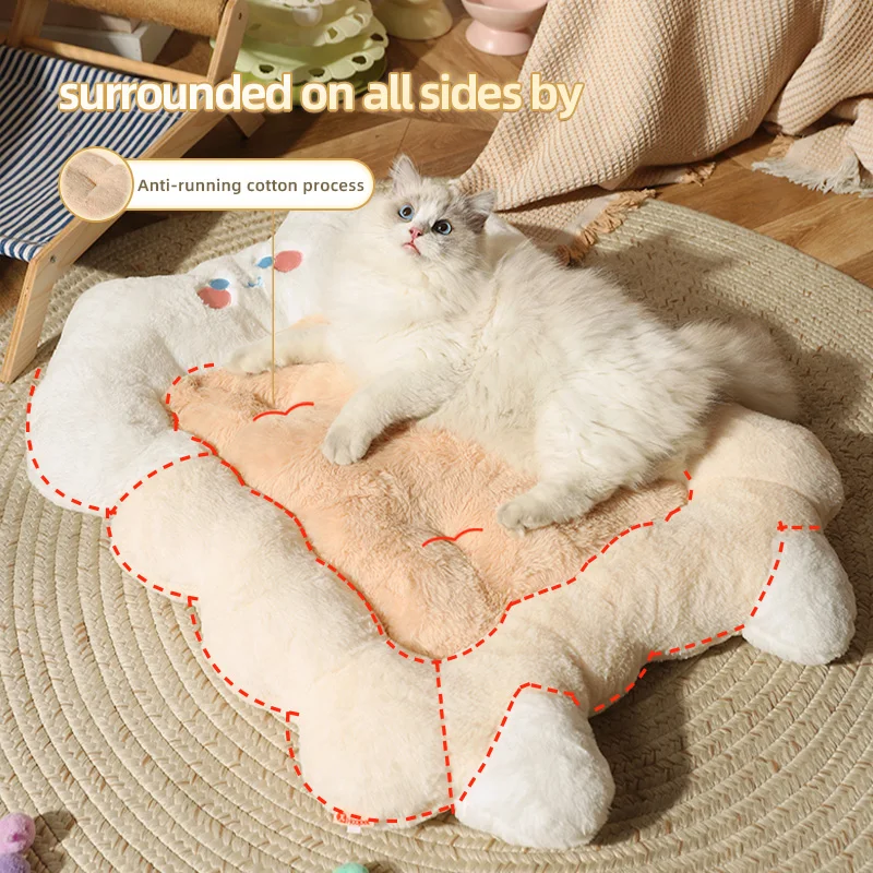 HOOPET Cat Litter Winter Warm Sleeping Kitten Cookies Mat All-season Universal Pet Dog Nest Cat House Winter Cat Bed Cat Sofa