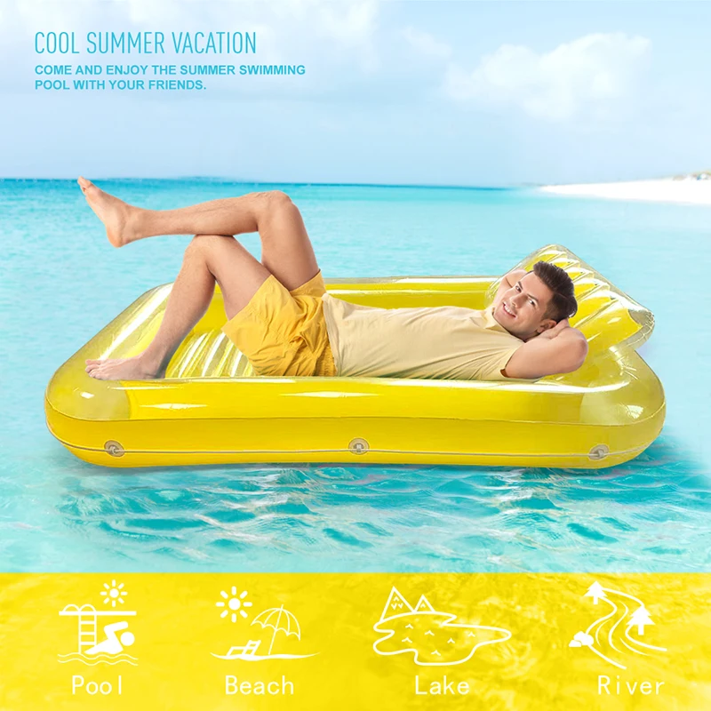 Grande piscine de bronzage pour adultes, jouets flottants, chaise longue gonflable pour le soleil, forte explosion, baignoire bronzante, salon d'eau, radeau, polymères de bronzage, 70 po