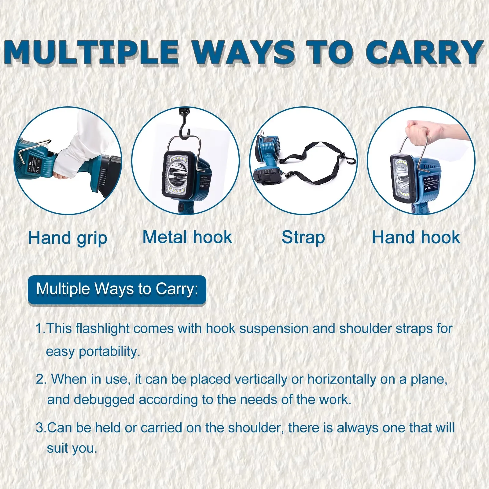 ضوء عمل LED لاسلكي 4 أوضاع إضاءة محمولة في الهواء الطلق ضوء الفيضانات لبطارية ديوالت/ميلووكي/ماكيتا 18 فولت 20 فولت (بدون بطارية)