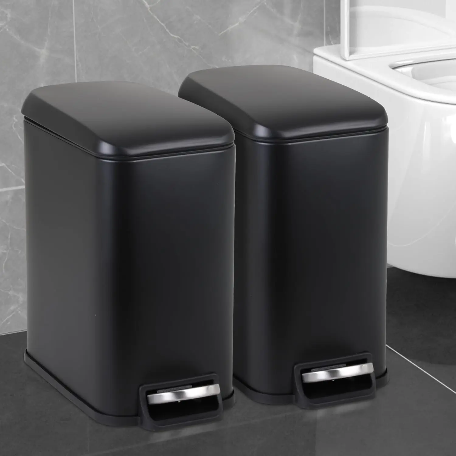 

Маленькая мусорная корзина для ванной комнаты с крышкой, 5 литров/1,3 галлона, из нержавеющей стали, с съемным внутренним ведром, на заказ