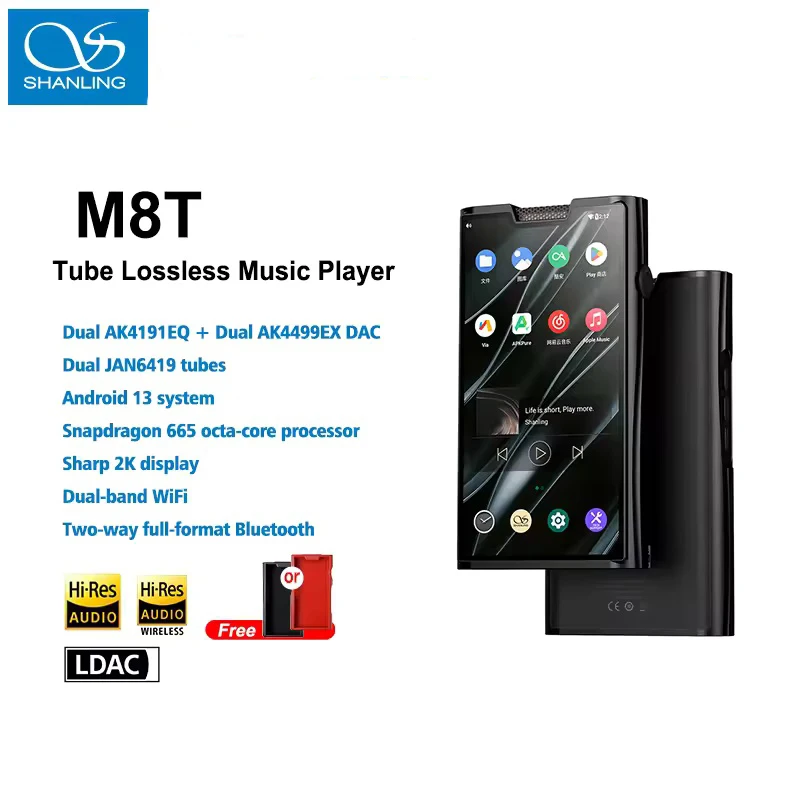 SHANLING M8T Tube Portable HIFI Music Player Android High-Resolution MP3 Bluetooth Walkman 2* 4191EQ 2* 4499EXDAC chips