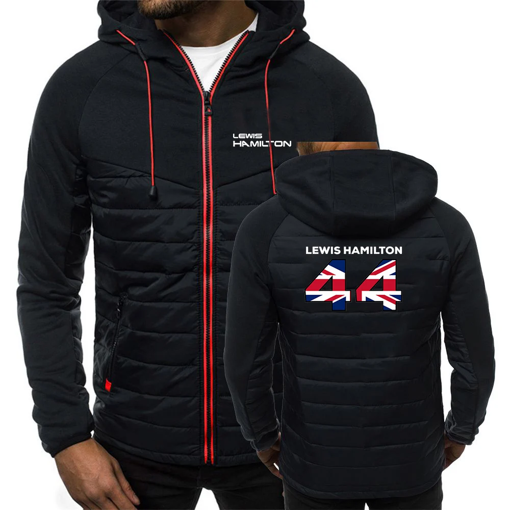 2025 Spring Autumn Man's Drawstring Zipper Hoodies Lewis Hamilton 44 Logo Print Seven-Color Cotton Jacket Contrast Color Coat