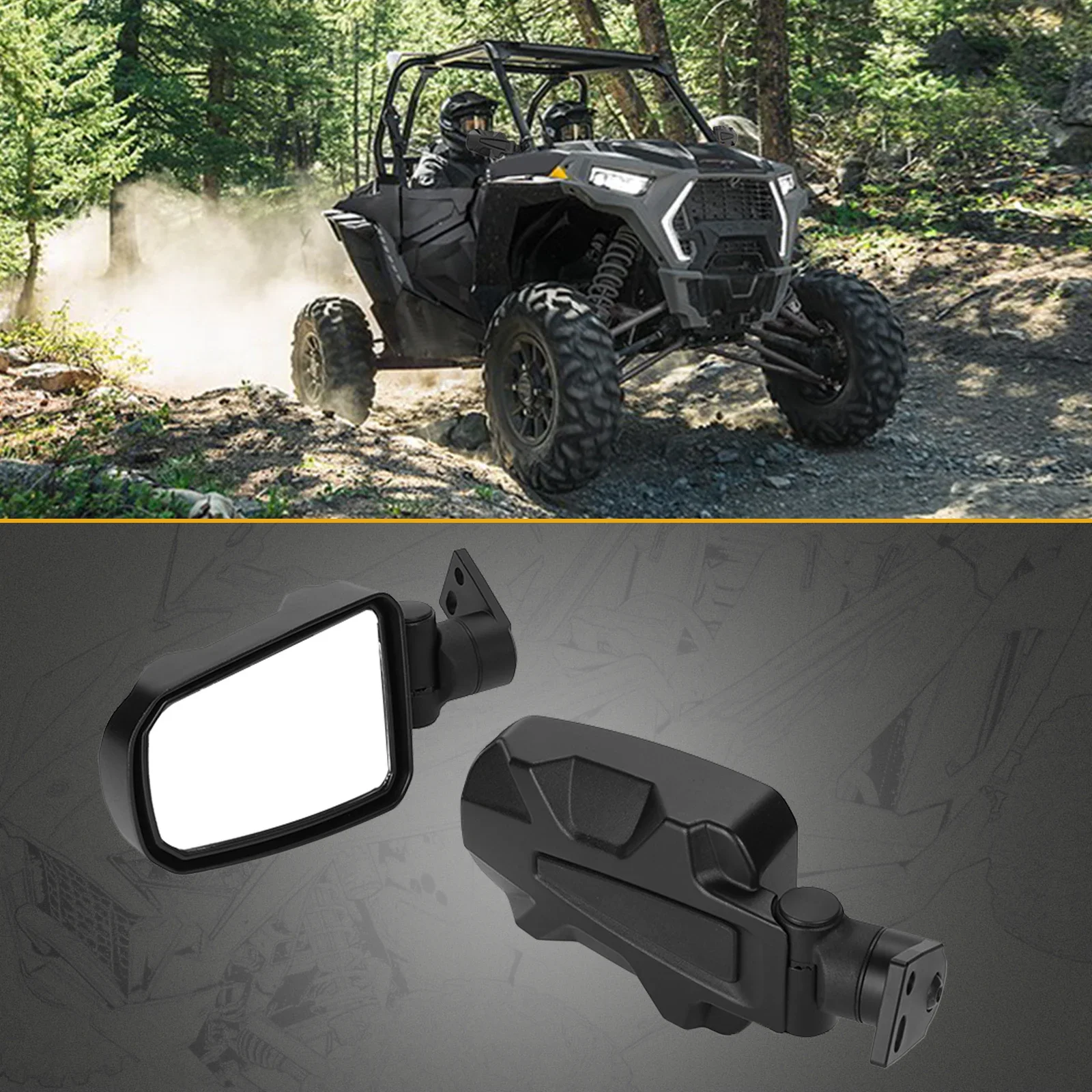 

UTV #2881198 Rearview Side Mirrors Compatible with Polaris RZR XP 1000 900 Turbo Trail S 2014-2023 Folding Aluminum Mirrors