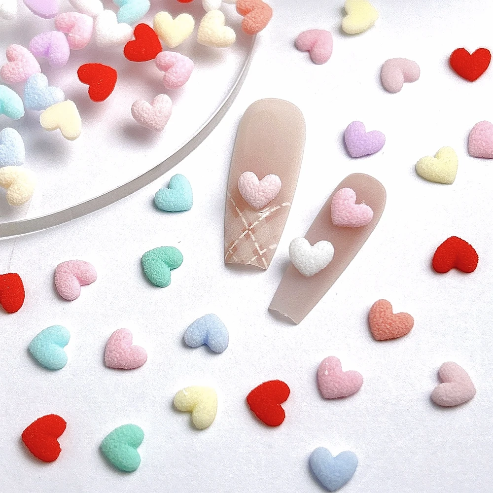 

50PCS 6mm Luminous Frosted 3D Acrylic Love Heart Nail Art Charms Accessories For Manicure Decor Nails Decoration Design Supplies