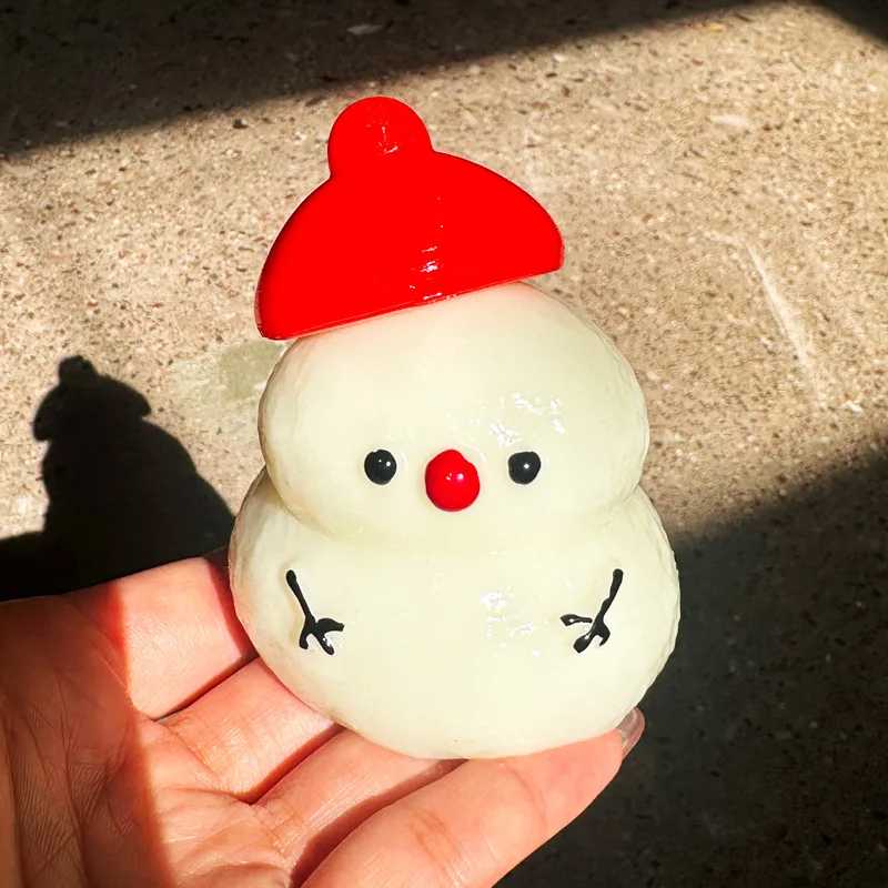 

kawaii Christmas Red Hat Snowman Baby Cream Super Soft DIY Handmade Silicone Fidget Squishy Toy Slow Rebound Christmas Gift Kids