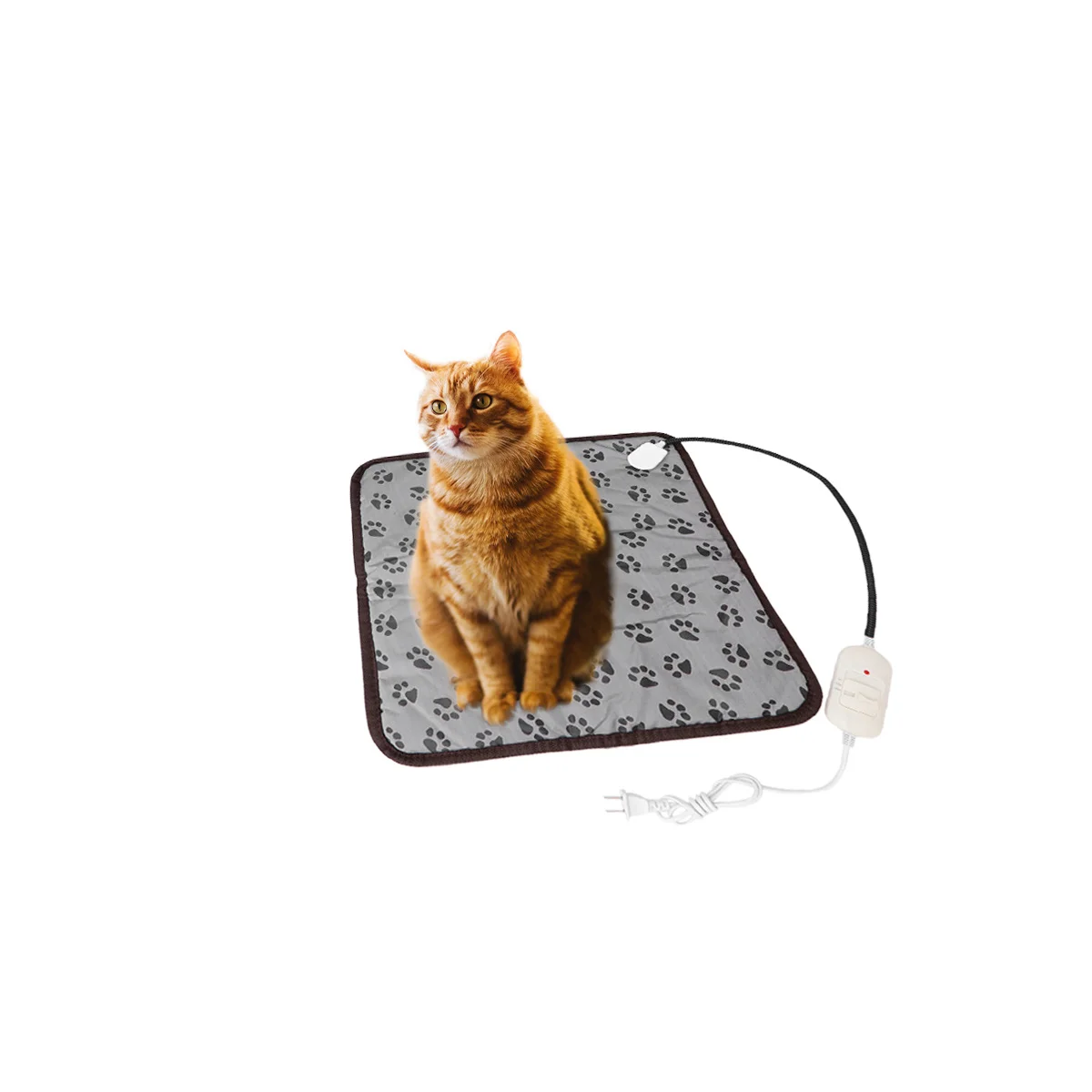 Almofada de aquecimento para animais de estimação, tapete elétrico para cama aquecedor de cães e gatos com cabo resistente à mastigar, design de padrão de pata para répteis e artríticos seniores