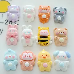 10Pcs New Cute Resin Bee Rabbit Monkey Little Bear Series Flat Back Fit Phone Deco Parts Embellishments For Hair Bows Accessorie