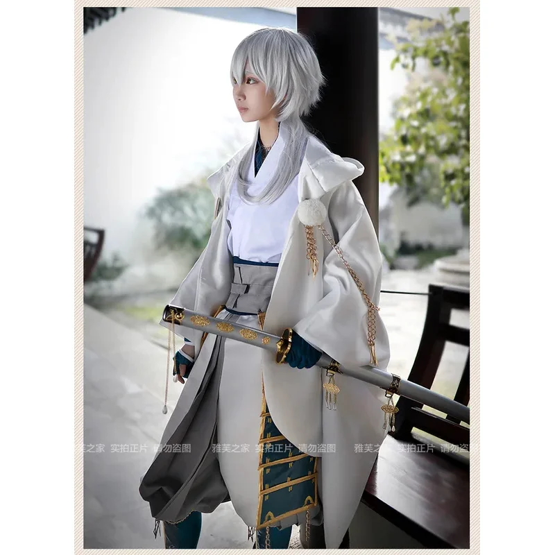 Jogo Touken Ranbu Online Fantasia Cosplay para Homens e Mulheres, Conjunto completo e Peruca, Tsurmaru Kuninaga