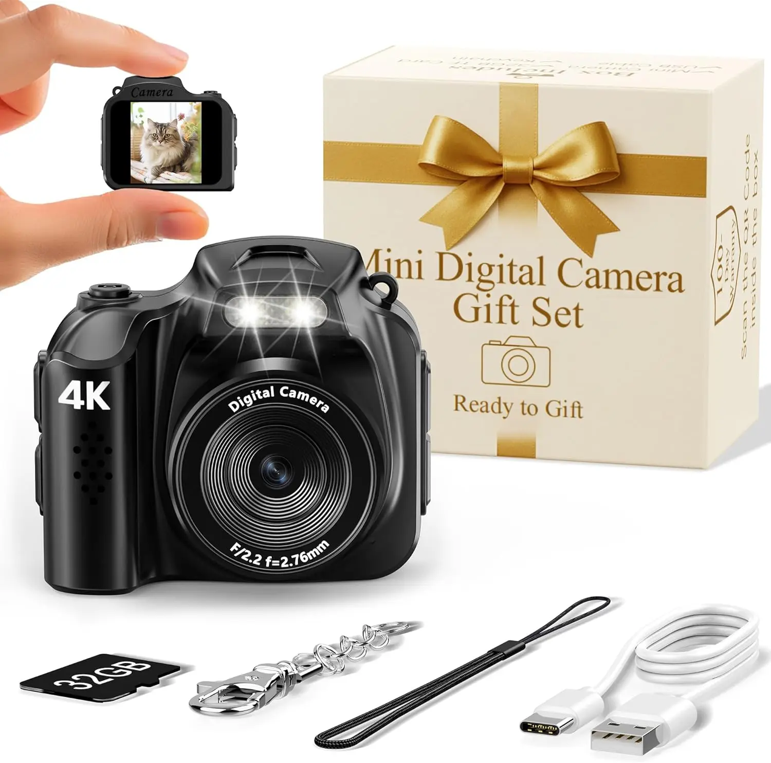 

Мини-камера 4K на брелоке с картой памяти 32 ГБ и подарочной коробкой, в ретро-винтажном стиле для детей и взрослых, для путешествий