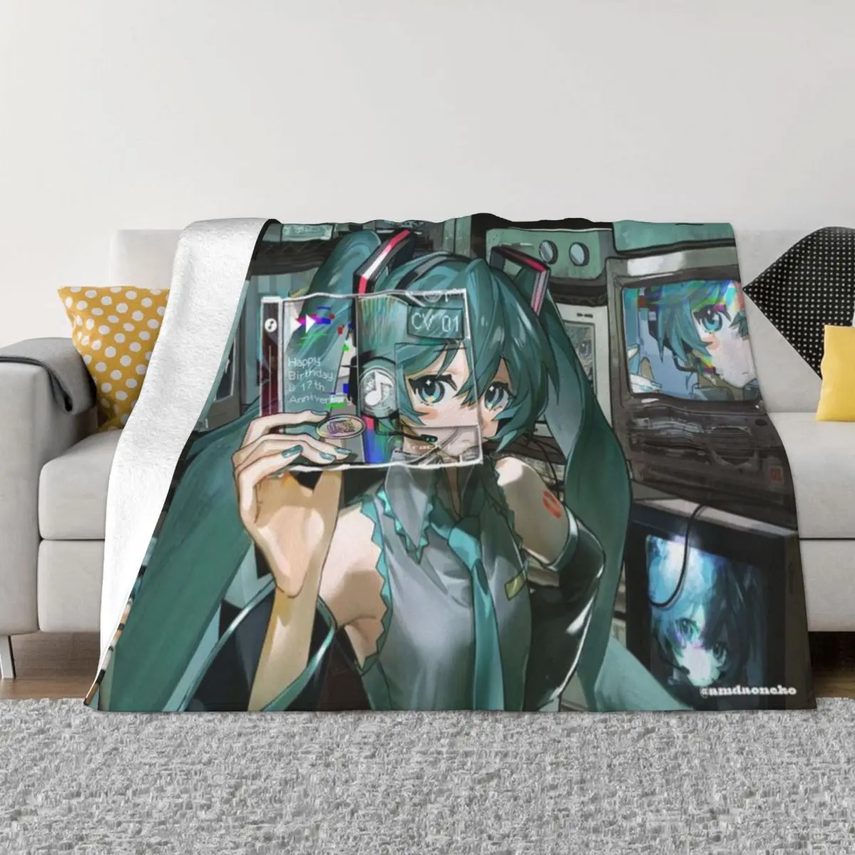 

Funny Hatsune Miku Blanket Soft Flannel Relax Throw Blanket Machine Washable