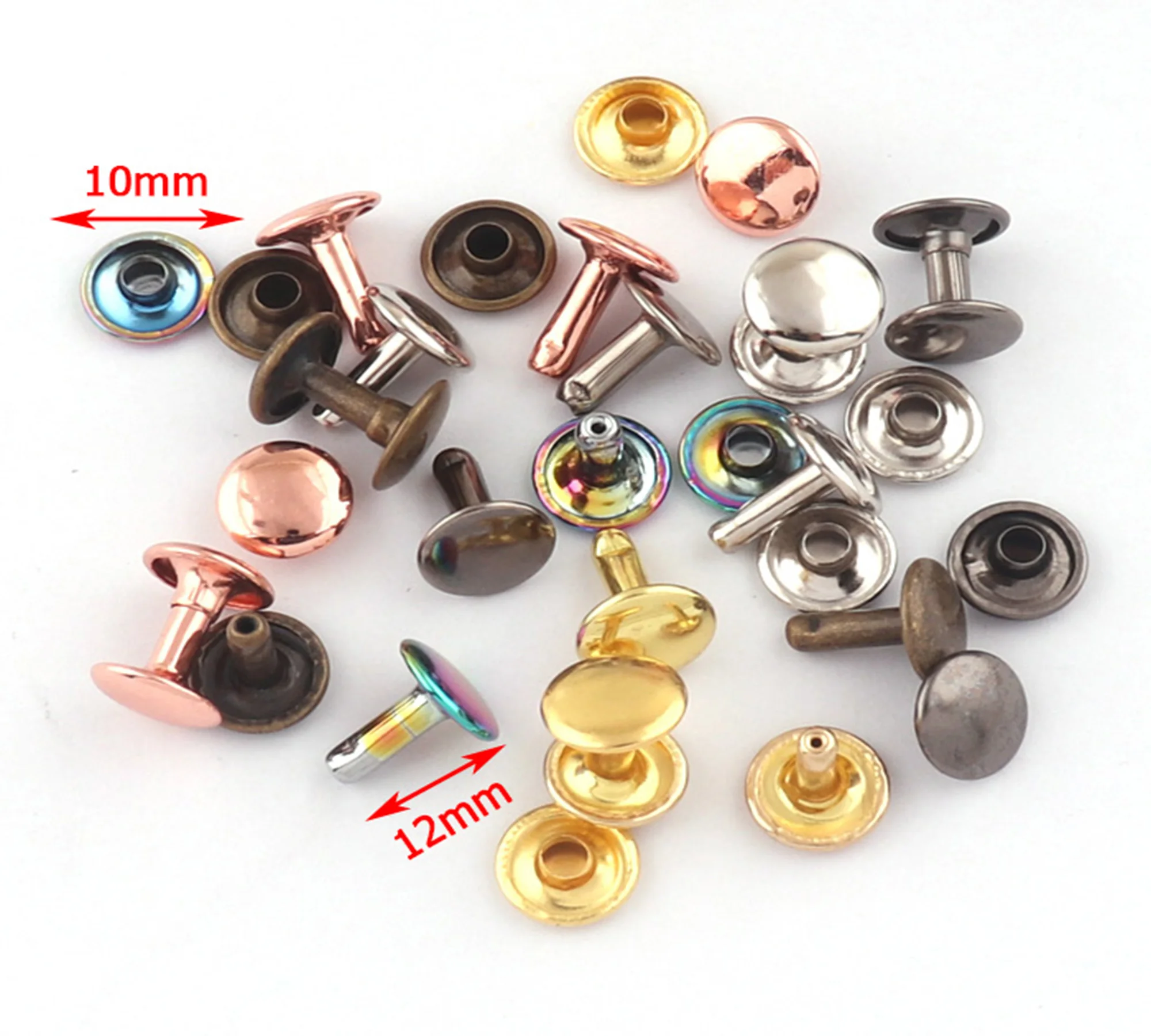 Silver/Gold/Gunmetal/Rose gold/Bronze/Rainbow Double Cap Rivets,Studs Leather craft Rivet Fastener Snaps Prong Studs rapid rivet