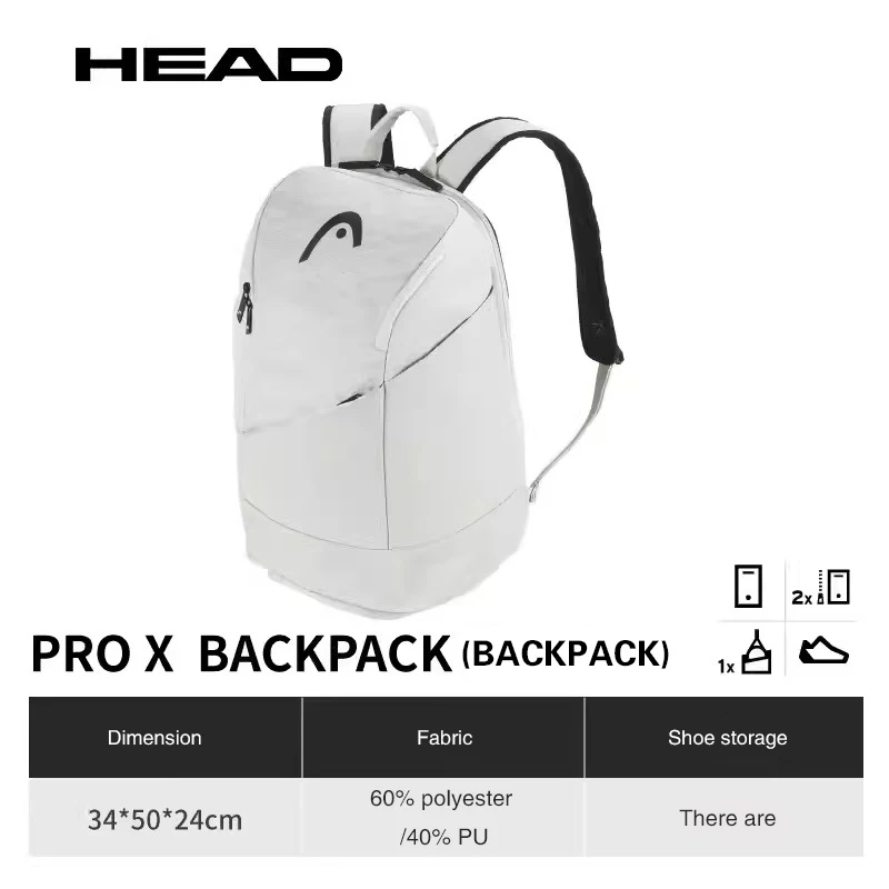 HEAD Tennis Racquet Sport Bag HEAD Pro Series Rackets Bag Large Capacity Shoulder Bag Badminton Fitness Backpack Court Bag