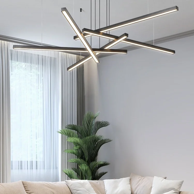 

Modern Hexagon Linear Pendant Light LED Kitchen Bar Dining Room Chandelier with Remote Control Showroom Display