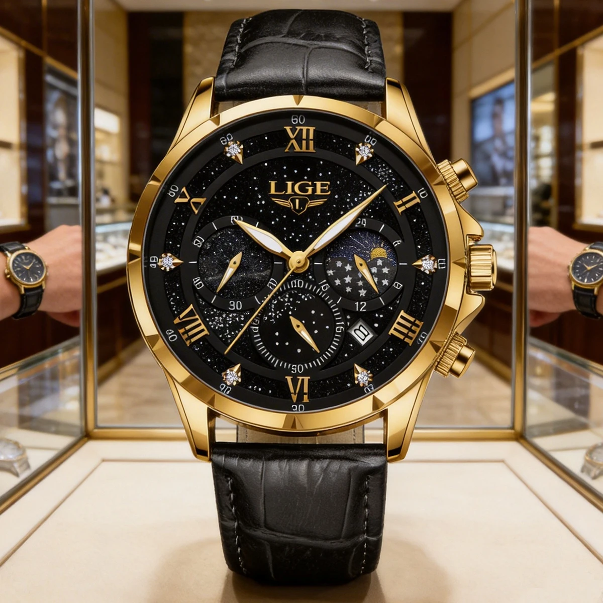

LIGE 2025 Top Luxury Brand Men Genuine Leather Sports Watches Men's Army Military Watch Male Date Quartz Clock Relogio Masculino