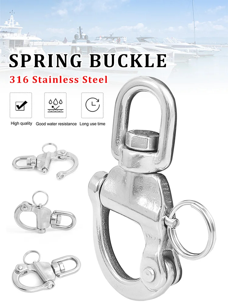 1 * Swivel With Snap Shackle Panic Hook 70mm Eye Fork 316 Stainless Steel