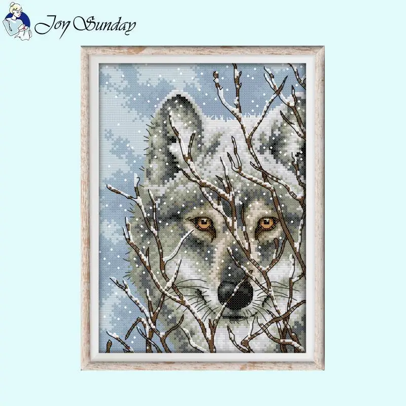 Wolf Series Animal Patterns Zestaw do haftu krzyżykowego Aida 14ct White 16ct 11ct Canvas Print Tkanina Zestaw do szycia DIY Haft Home Decor