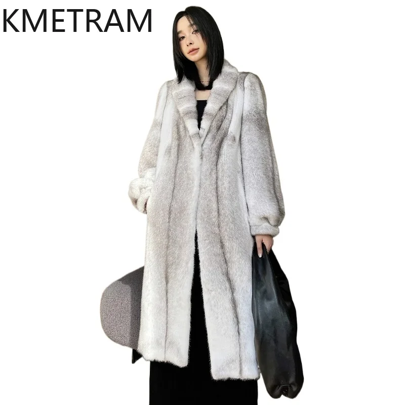 KMETRAM Real Purple Label Velvet Whole Mink Fur Coat Woman Luxury Long Fur Jacket Warm Winter Jackets Women Clothing 110cm 2026