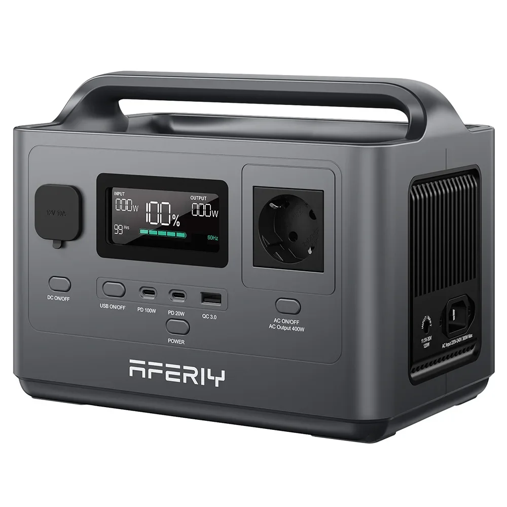 AFERIY Tragbares Kraftwerk, 400 W 256 Wh Outdoor-Generator, 5 Ausgänge, über 3500 Zyklen, LiFePO4-Batterie-Kraftwerk, Solargenerator