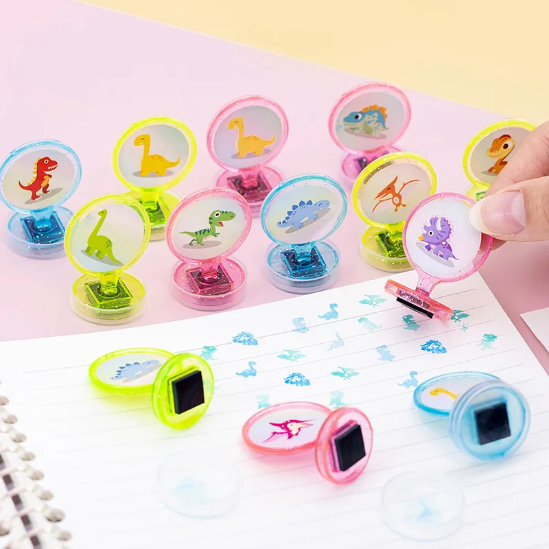 10pcs Children\'s Stamps Cartoon Cute Dinosaur Animals Kids DIY Scrapbooking Kids Stamp Stamps Scrapbooking Bonus Toys