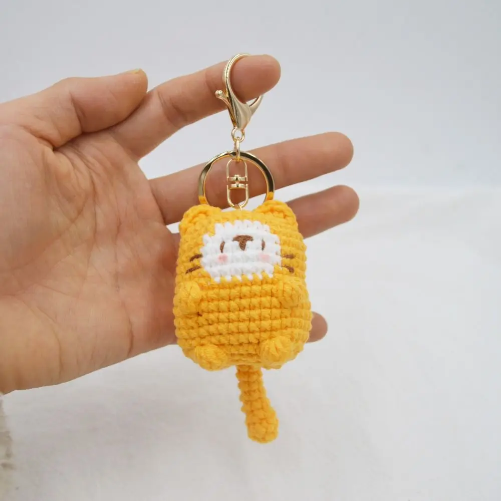 Creative Cookie Cat Crochet Cat Keyrings Animal Weaving Knitting Keychain Handmaking Cute Kitten Pendant Bag Charm