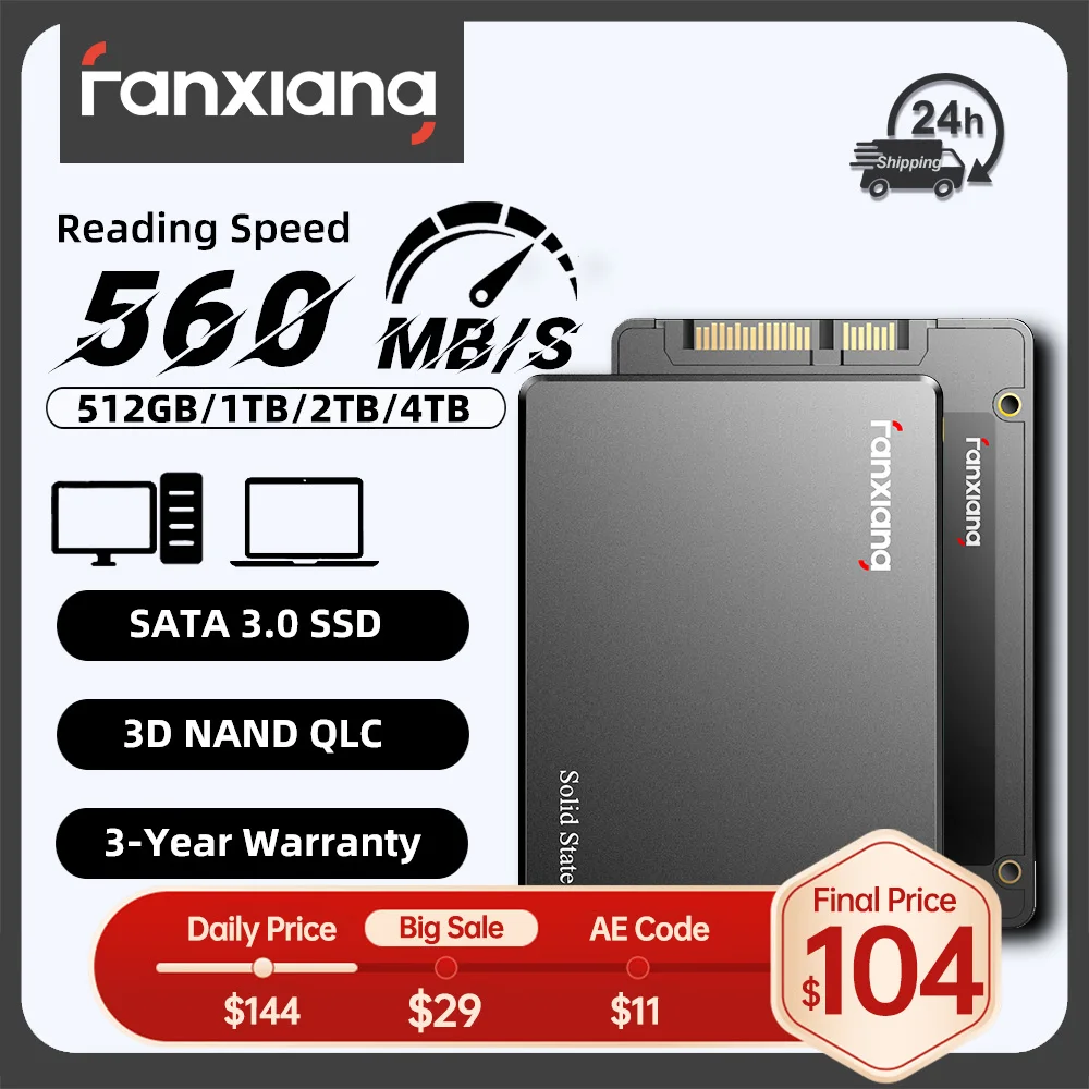 

Fanxiang S101Q 2.5" SATA SSD 560MB/s Internal SSD 512GB 1TB 2TB 4TB Hard Disk Internal Solid State Disk For Desktop PC Laptop