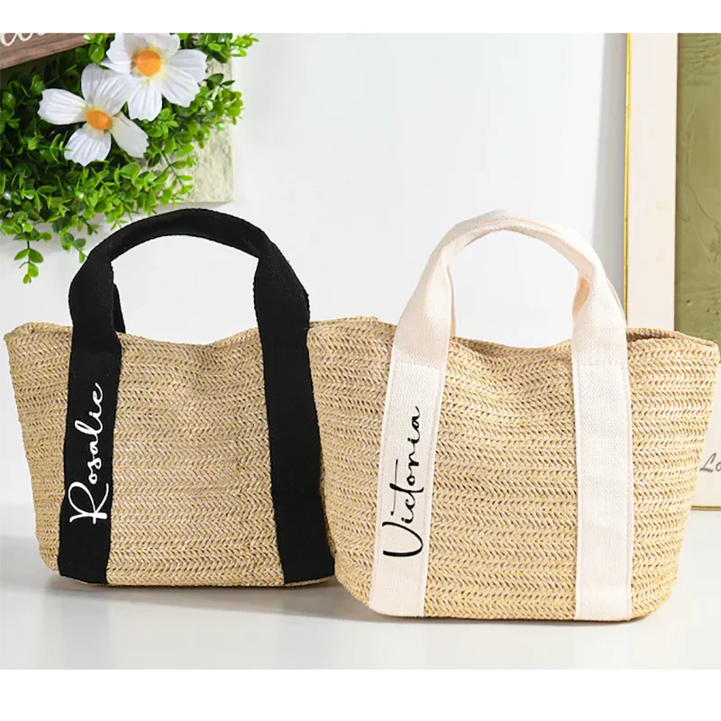 

Personalized Straw Beach Bag Bridesmaid Burlap Tote Bag Customizable Text Bridal Bag Tote Bachelorette Party Bridesmaid Proposal