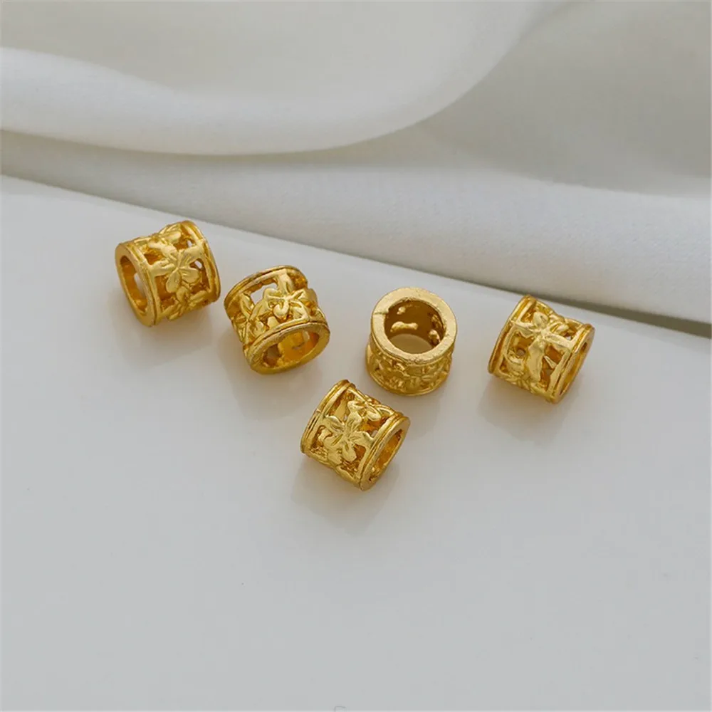 

Antique Gold Separated Bead, 18K Color Preserving Matte Gold, Hollow Cylindrical, DIY Bracelet and Necklace Accessories, 5x6mm