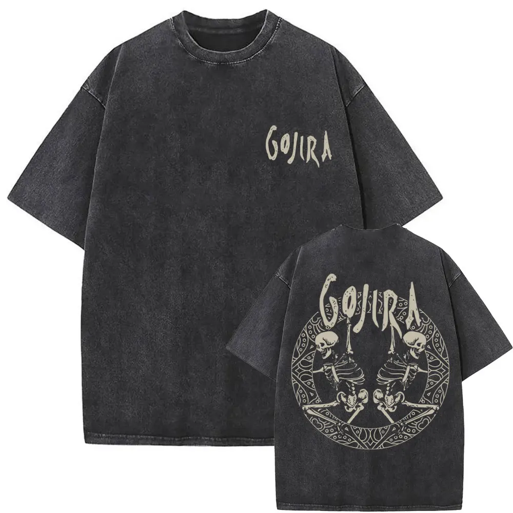 Washed Vintage French Metal Rock Band Gojira T-shirt From Mars To Sirius T-shirts Flying Whales T Shirt Men Oversized Streetwear