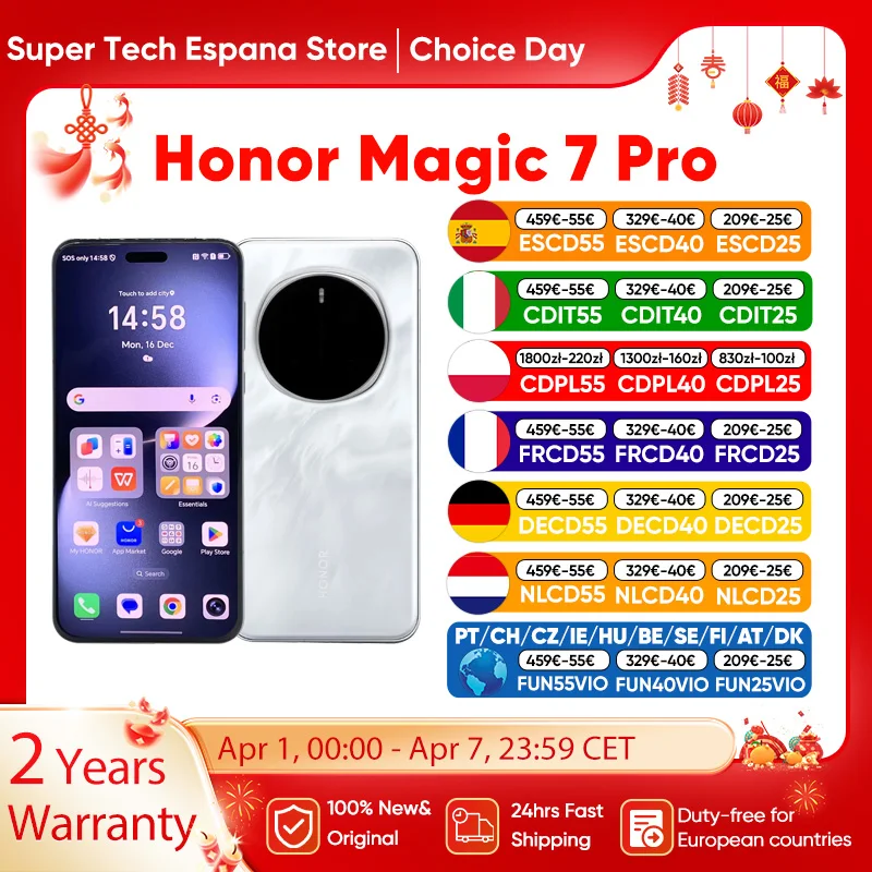Original Honor Magic 7 Pro Smartphone Snapdragon 8 Elite Android 15,0 Dual Sim 6.8 oled 120Hz 100W Schnell ladung 200mp Kamera