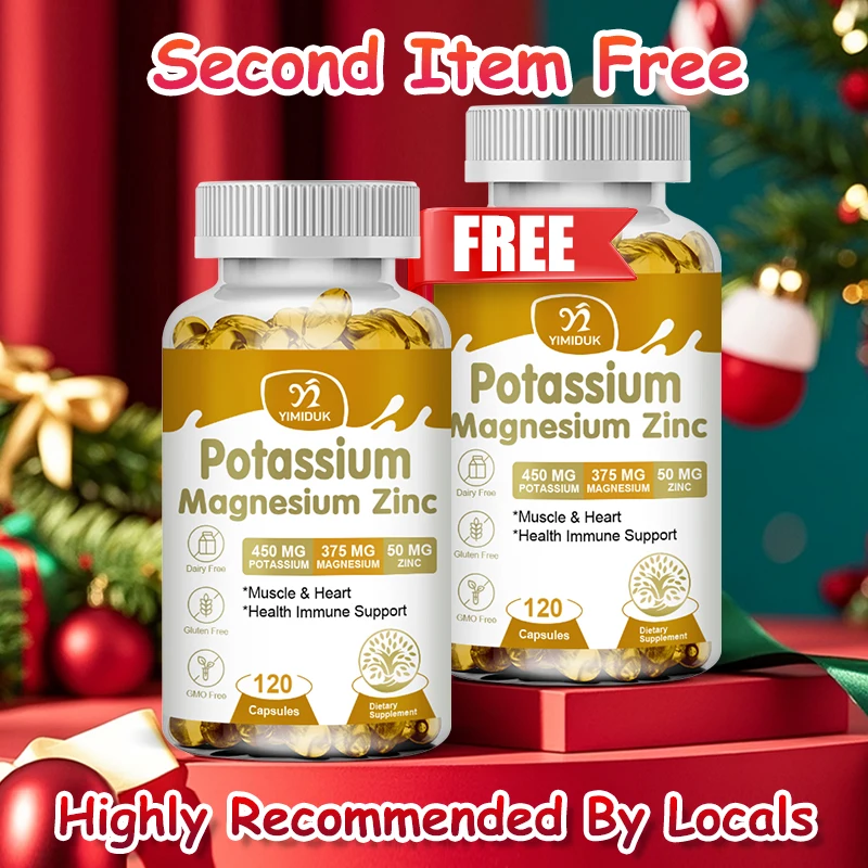 

Potassium Magnesium Zinc Complex Supplement, Support Electrolyte Balance, Cardiovascular Health, Muscle & Heart Function, Immune