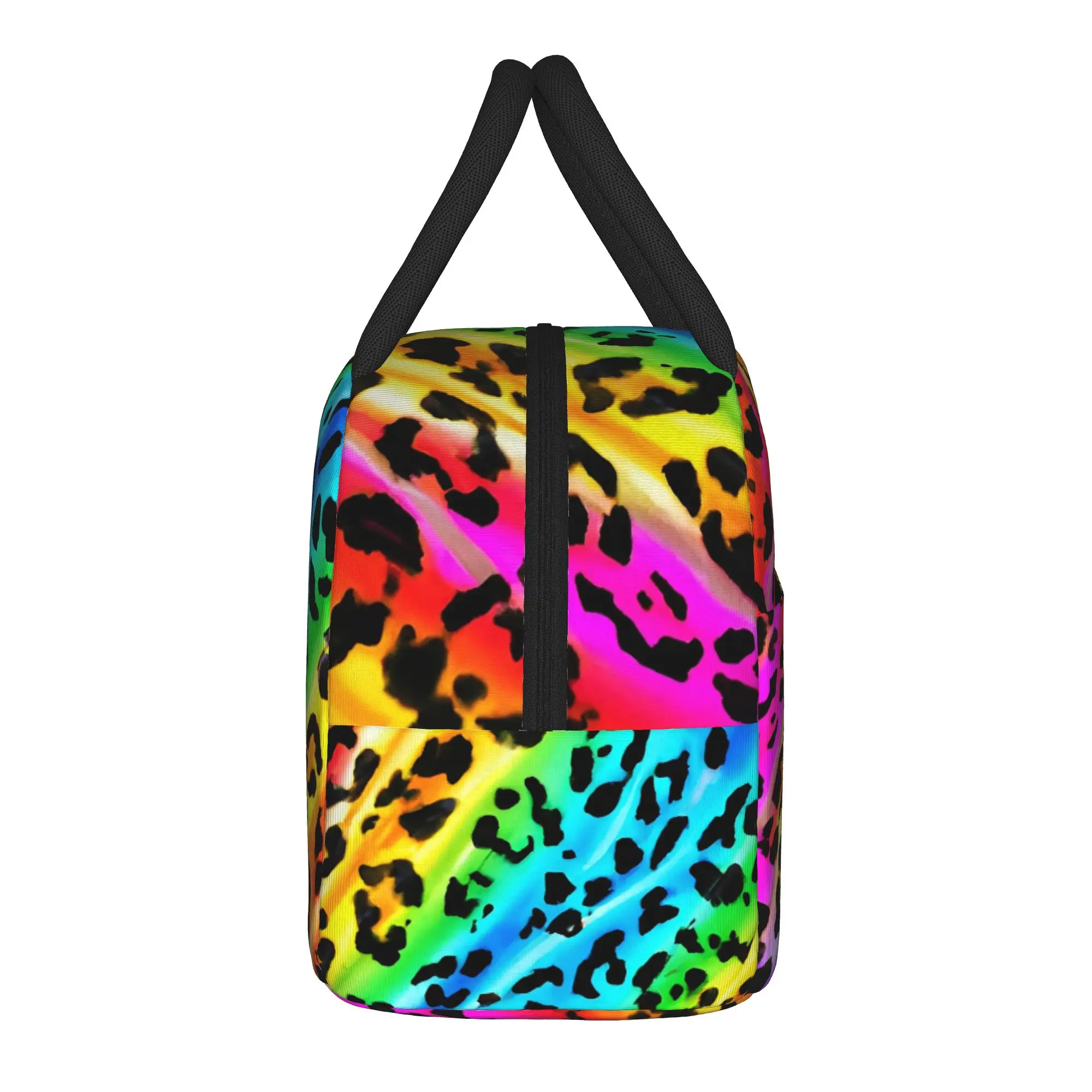 Rainbow Leopard Lunch Bag  Convenient Lunch Box Child Travel Designer Cooler Bag Retro Waterproof Thermal Tote Handbags
