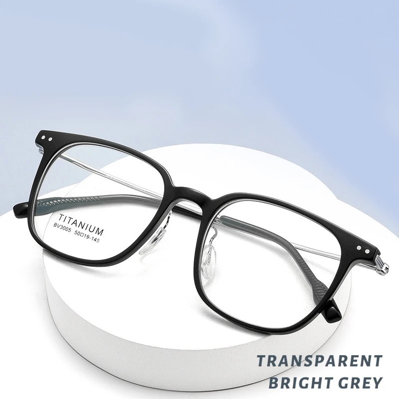 50mm Titanium Glasses Frame LIGHTWEIGHT Retro Square TR90 Optics Myopia Eyeglasses Clear Lenses Prescription Women Men Eyewear