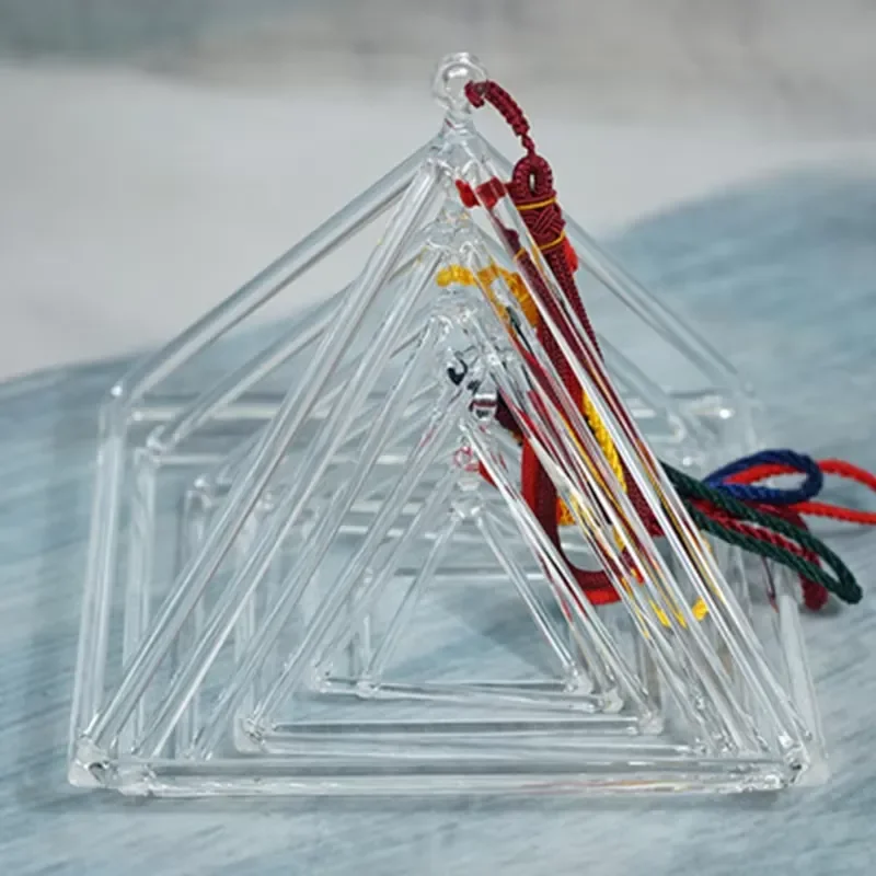 STAR LIN KUP Quartz Crystal Pyramid Singing Bowl Transparent 4 Corner Handheld Sound Healing Therapy Wind Chime for Yoga