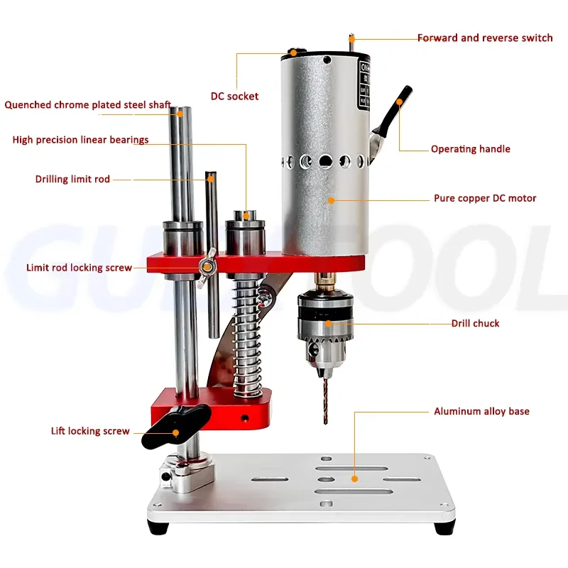 Mini-Bohrmaschine DC Micro Bank Bohrer B10 0,6-6mm Spannfutter tragbare Tisch bohrer Motor Metall Jade Holz DIY Bastel werkzeuge Polieren, polieren, bohren Kleine Tischbohrmaschine, Präzisionsbohrmaschine