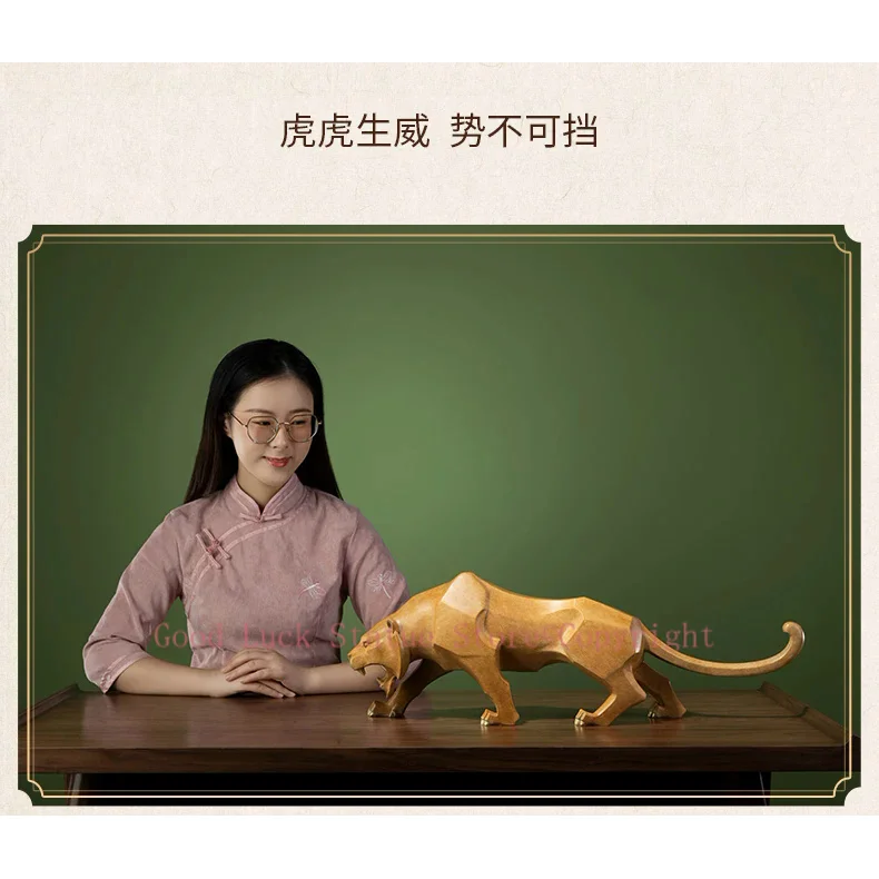 66cm large Europe America 2026 NEW Original lucky flash Jaguar tiger bronze Sculpture home office business animal TOP Ornament view 4