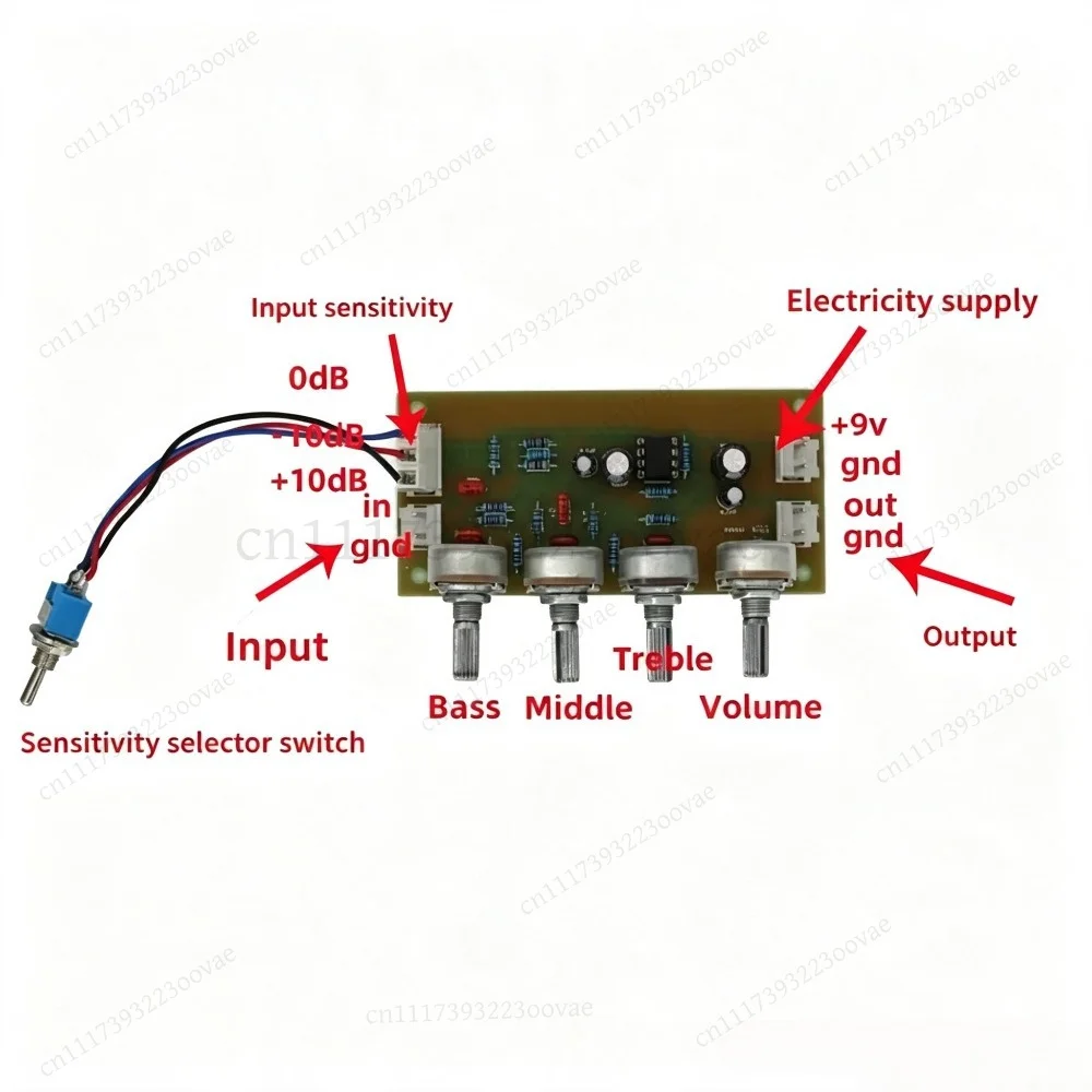 DIY Portable Guitar Speaker Pre-Tuning Board 3-Stage EQ Pre-Amp Circuit, Replacement Parts