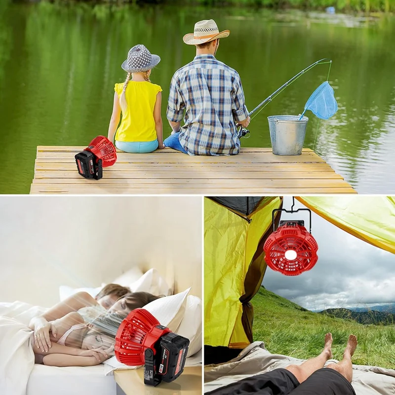 For Milwaukee Fan M18 Portable Battery Operated,Camping Fan,Portable Fan With Light ,Remote, SB Port,3 Speed For Camping