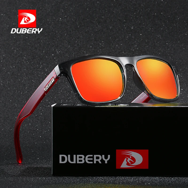 DUBERY Vintage Sunglasses Polarized Men's Sun Glasses For Men Driving Black Square Oculos Male Anti-blue light 9 Colors Model125