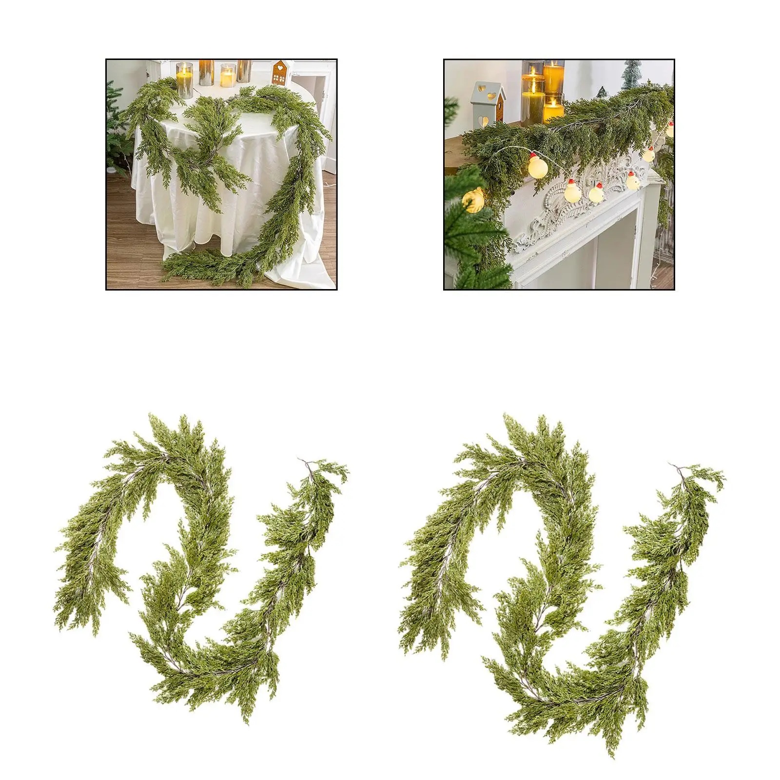 Decoração de vegetação realista de videira com folha de cipreste artificial de Natal