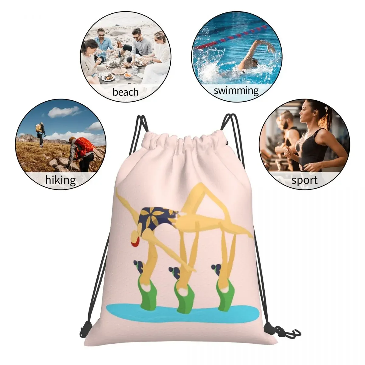 J'aime Synchro! Sac à dos Synchro Swimmer pour hommes et femmes, proximité Wstring, Bundle Pocket, Sac de sport, Sac à livres pour étudiants