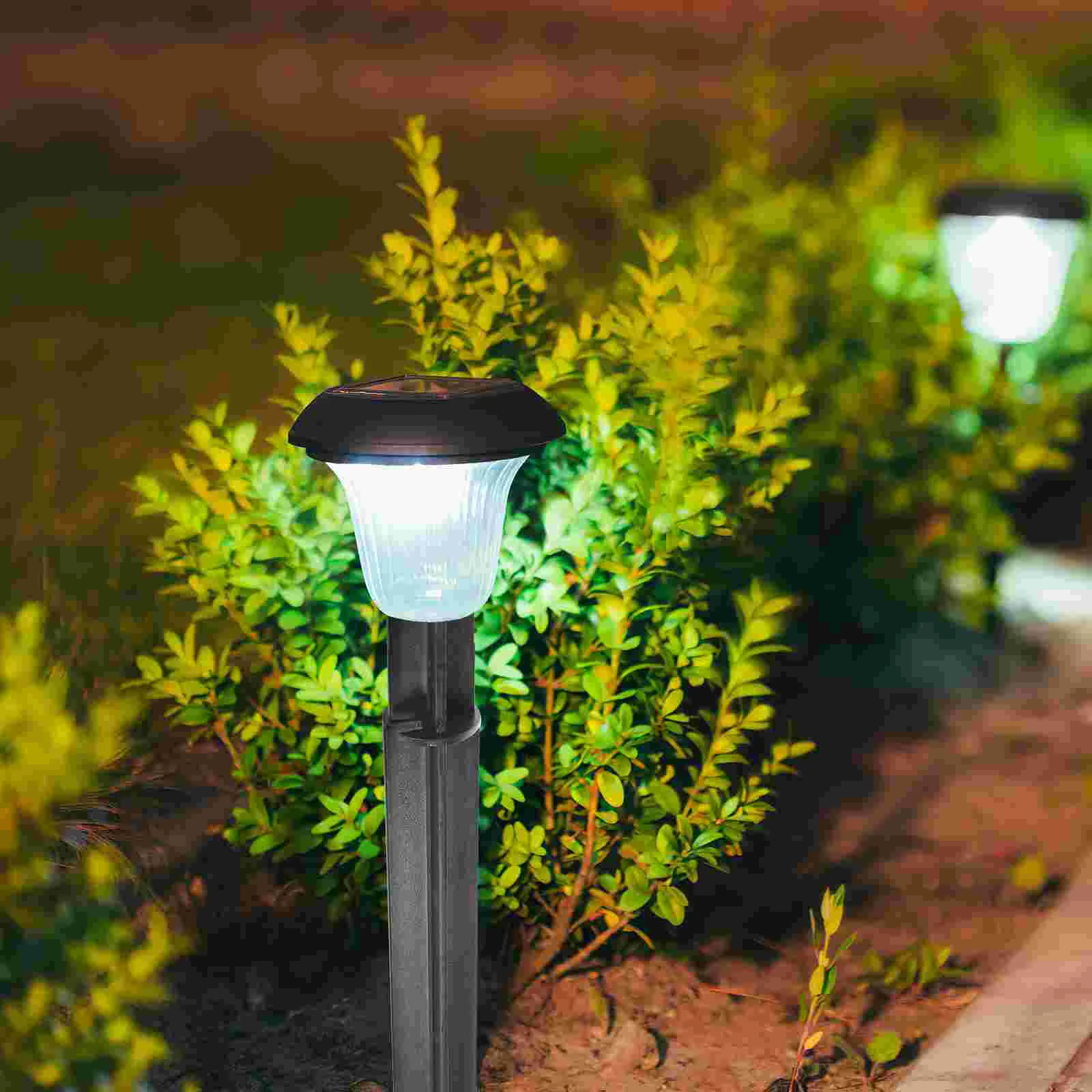 8 Pcs Ground Pile Cone Solar Power Lights for Outdoors Driveway Plastic Stakes Spike