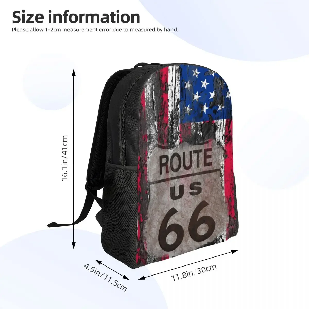 Mochila de viaje Vintage con bandera de EE. UU. Para hombre y mujer, mochila escolar para ordenador, mochila para estudiante universitario, mochila de día, Ruta 66 de EE. UU.