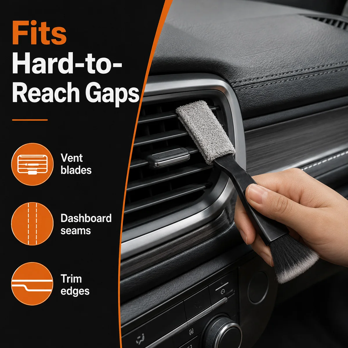 YONGRUN Double Headed Car Interior Brush Soft Microfiber Duster Auto DetailingCleaning Tool For Air Vents Dashboard Console Care
