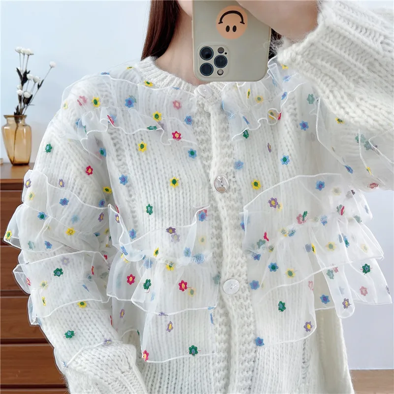 Cardigan Women Cute Sweet Patchwork Cozy Preppy Style Knitting Tender Simple Girlish College Stylish Casual Spring Sweaters Chic