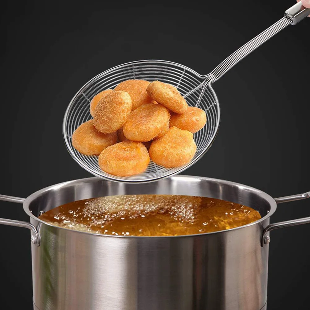 

Stainless Steel Hot Pot Colander Spoon Slotted Strainer Noodle Server Leak Proof Metal Sifter Lightweight for Home