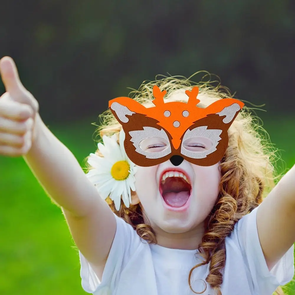 4Pcs 어린이 날 선물 펠트 동물 마스크 어린이 선물 펠트 소재 동물 코스프레 마스크 동물 귀 만화 디자인