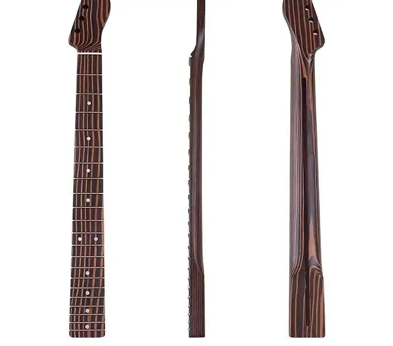 One piece electric guitar neck 6 strings 21 pieces semi-finished zebra wood guitar neck matte instrument modification DIY access